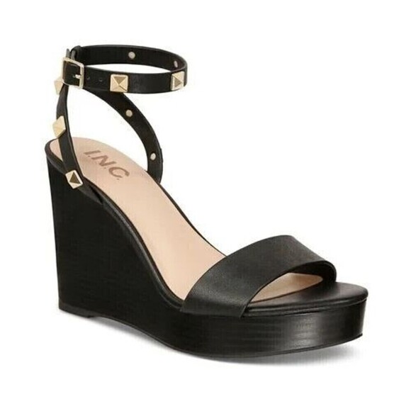 I.N.C. International Concepts Women's Maverick Studded Wedge Sandals Black 9.5 M - Picture 1 of 3